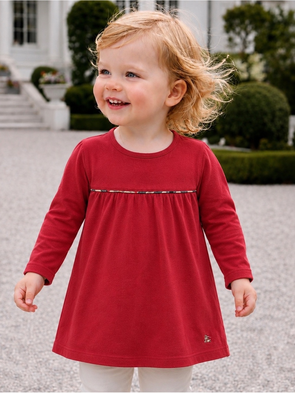 Burberry Baby Infant Newborn Girls Iconic Check Checkered Long Sleeve Dress